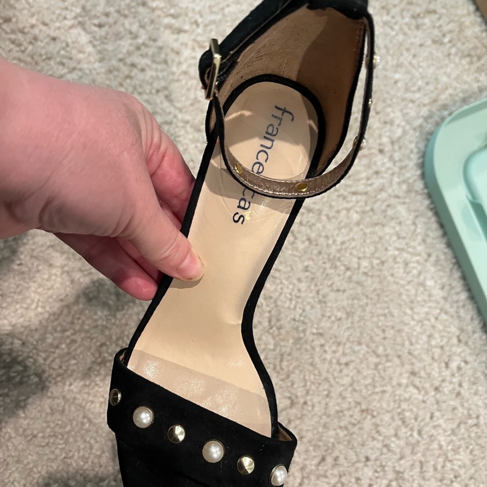 Francesca's Collections Black Studded Block Heel Sandals - Picture 3 of 6
